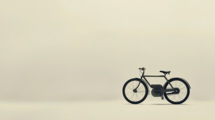 Obraz premium A vintage bicycle is positioned in the center of a minimalist room with a blank wall.