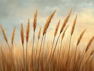 Obraz premium Gentle Breeze Through Tall Grass at Dusk