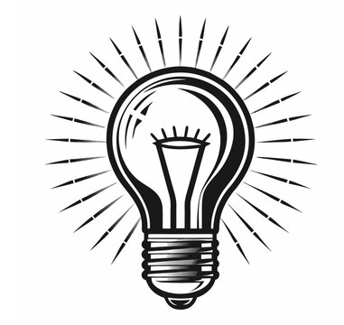 recommend clip art: Linear glowing idea lamp bulb with detailed line work and clear glass enclosure vector illustration. Modern style and detailed innovation light bulb line art. Idea lamp linear icon.