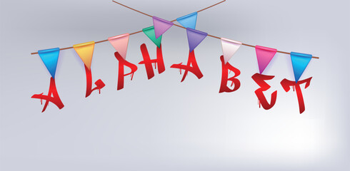 Fototapeta premium Party flags with alphabet to learn your baby