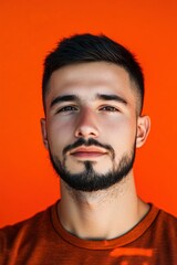 Fototapeta premium Portrait of a Caucasian male 25 years old with a short beard and short black hair