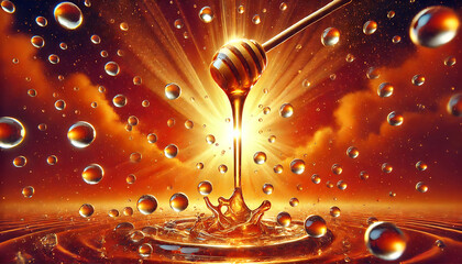 Frozen Honey Drops in Red-Orange, Generative Ai