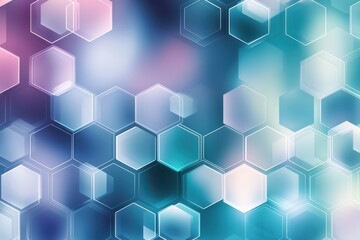 Abstract geometric background with colorful hexagons and circles in shades of blue and green offering a dynamic textured pattern