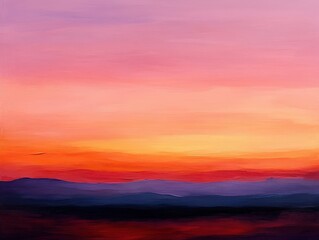 Fototapeta premium Soft Orange and Pink Blending Sky at Sunset