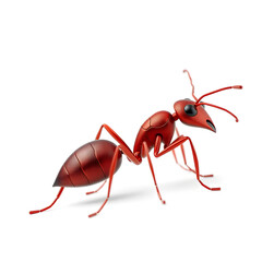 Ant metallic 3D image of red ant on white background. Generative AI