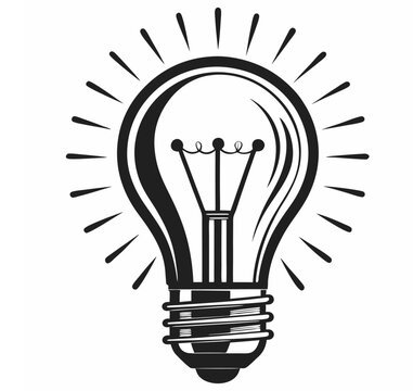 recommend clip art: Linear glowing idea lamp bulb with detailed line work and clear glass enclosure vector illustration. Modern style and detailed innovation light bulb line art. Idea lamp linear icon.