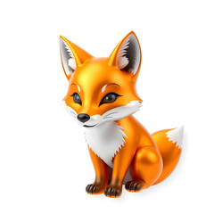 Obraz premium Fox metallic 3D image of gold on white background. Generative AI