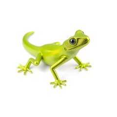 Fototapeta premium Gecko metallic 3D image of green silver on white background. Generative AI