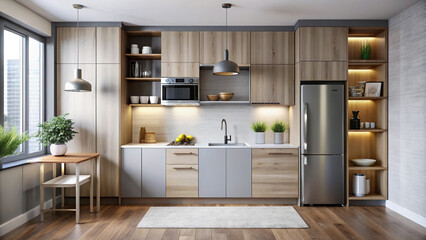 modern kitchen interior with kitchen