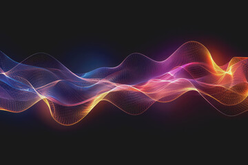 Obraz premium Abstract glowing wave lines isolated on a black background.