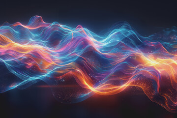 Obraz premium Abstract glowing wave lines isolated on a black background.