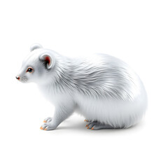 Obraz premium Mink metallic 3D image of silver mink on white background. Generative AI