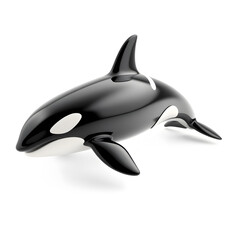 Obraz premium Orca metallic 3D image of black and white orca on white background. Generative AI