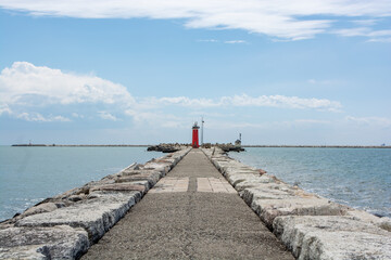 Venice, Italy - 2024 - Lighthouse on the Lido di Venezia. Venice is a city in northeastern Italy and the capital of the Veneto region.