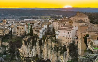 Panoramic view of the Old Town, Cuenca, Castilla-La Mancha, Spain