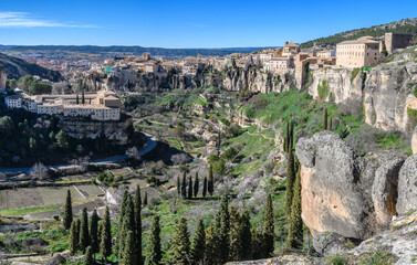 Panoramic view of the Old Town, Cuenca, Castilla-La Mancha, Spain