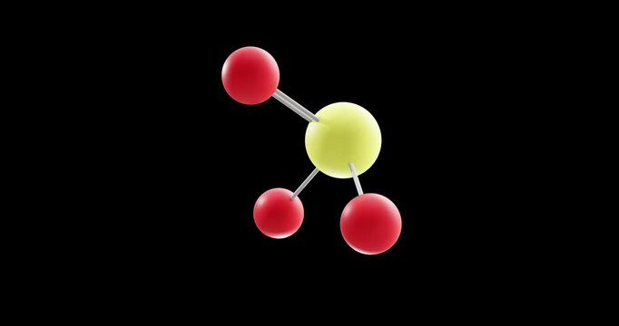 Sulfite molecule, rotating 3D model of e220, looped video on a black background