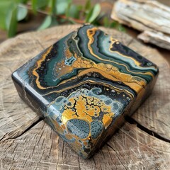 Abstract Fluid Art Resin Coasters - Black and Gold