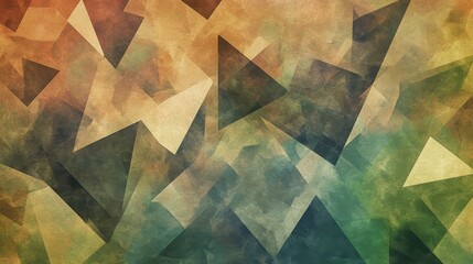 A background with geometric shapes in colors inspired by natural elements, such as browns, greens, and blues, providing a calming effect. 