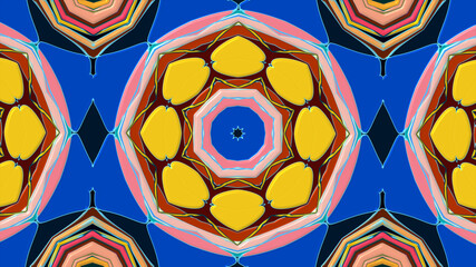 Colorful symmetrical abstract kaleidoscope background pattern for summer 