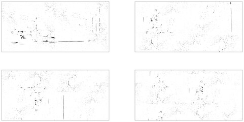 Grunge grainy dirty texture. Set of four abstract urban distress overlay backgrounds. Vector illustration