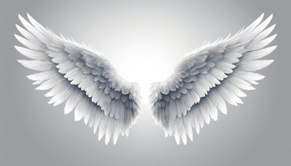 Obraz premium Realistic angel wings isolated against a white background.