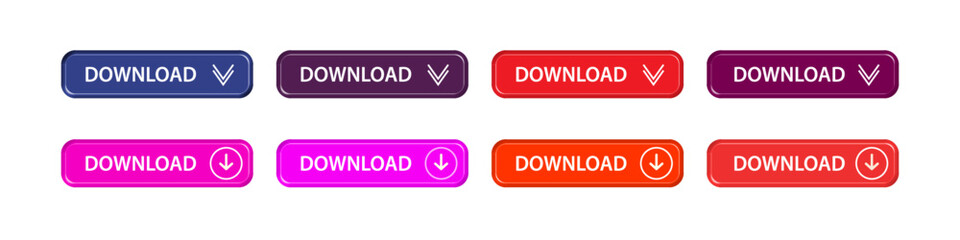 Fototapeta premium download button as vector element graphic of website or application illustration isolated on white background. set of downloads buttons for app and web graphics design.