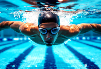 Professional Swimmer in Action - Stunning Underwater Capture