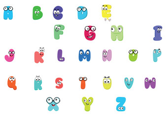 Fototapeta premium vector and art illustration of alphabets cartoon style
