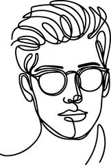 Man Face Wearing Glasses Abstract Line Hand Drawing Illustration Symbol Element , Abstract Line Drawn for Wallpaper , Canvas , etc .