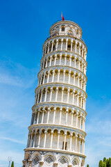 Leaning Tower of Pisa with Clear Blue Sky 