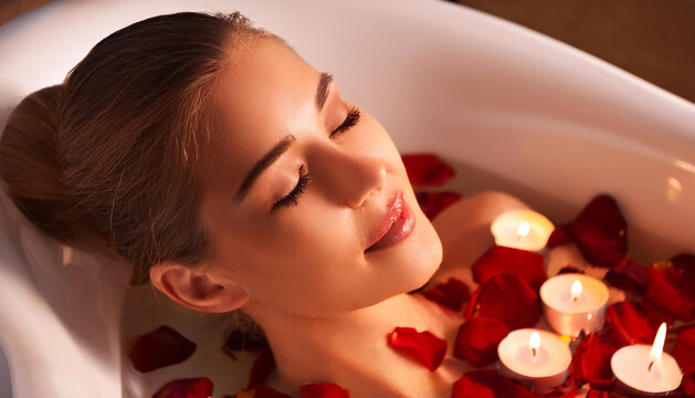 H&uuml;bsche junge Frau in der Badewanne