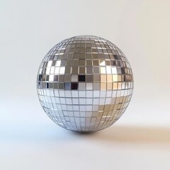 A shiny disco ball reflecting light, isolated on white background, perfect for party, dance, or festive decoration themes