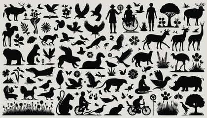 Naklejka premium A silhouette of a group animals