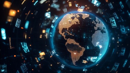 Obraz premium Global financial system visualized with currency 