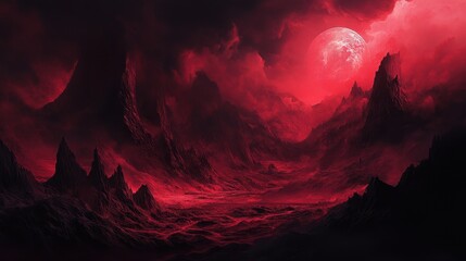Fototapeta premium A dramatic background with gradients of crimson red fading into black, providing a gothic and intense aesthetic.