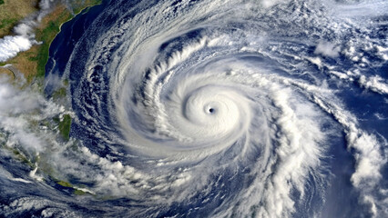 Vortex cyclone over the earth satellite view, Super Typhoon