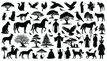 Naklejka premium A silhouette of a group animals