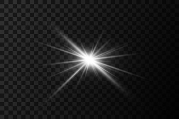 Flash of stars and rays. On a transparent background.