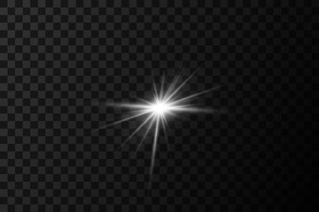 Flash of stars and rays. On a transparent background.