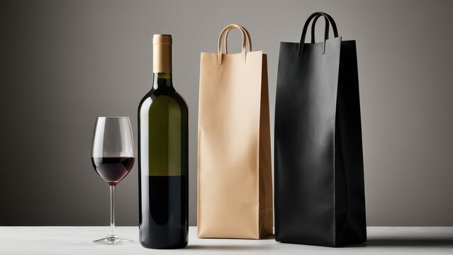 High-quality wine bag mockup featuring a realistic layout, ideal for displaying custom logos, branding, and packaging designs for wine bottles.