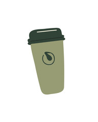 Vector illustration of a modern reusable cup in a clean and simple cartoon style, perfect for sustainability and environmental campaigns