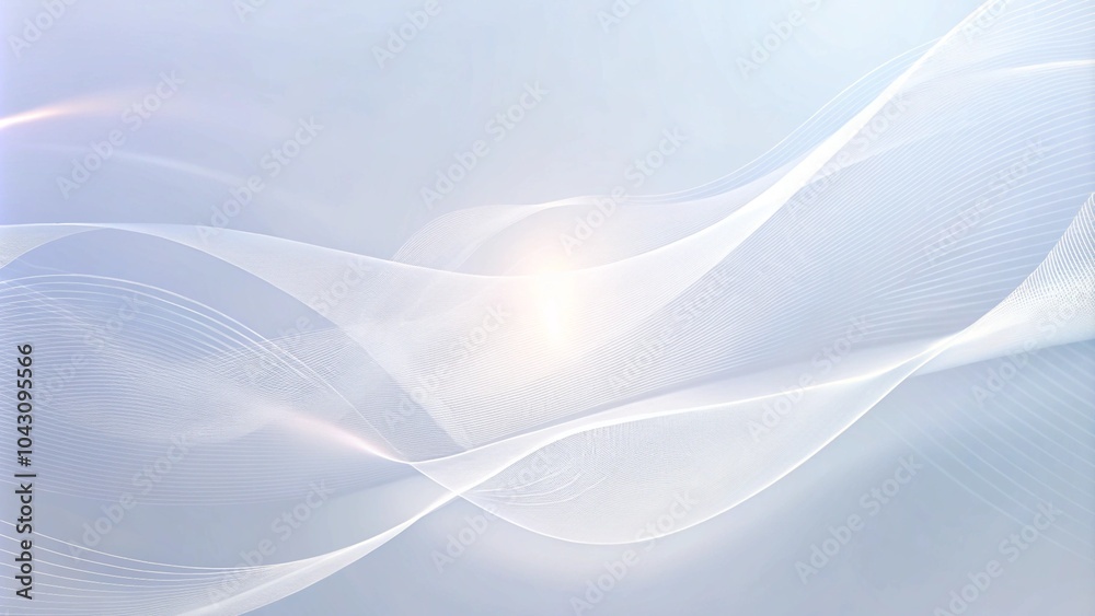 Fototapete Abstract white background with flowing lines and gentle waves, creating a sense of movement and fluidity. Technology abstract lines on white background. 