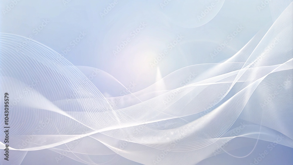 Poster Abstract white background with flowing lines and gentle waves, creating a sense of movement and fluidity. Technology abstract lines on white background. 