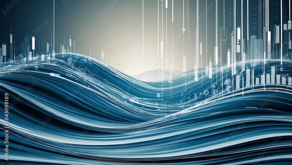 Fototapete abstract & science technology background. network, particle illustration. 3d grid surface generative
