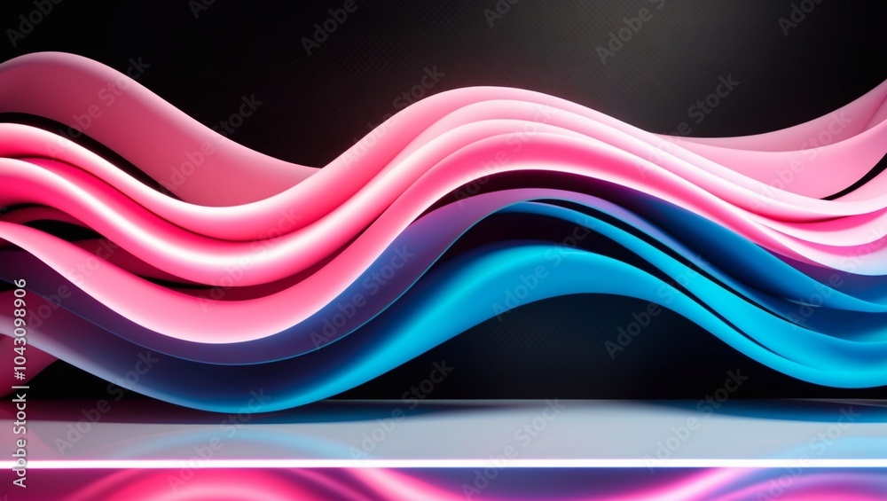 Fototapete abstract & science technology background. network, particle illustration. 3d grid surface generative