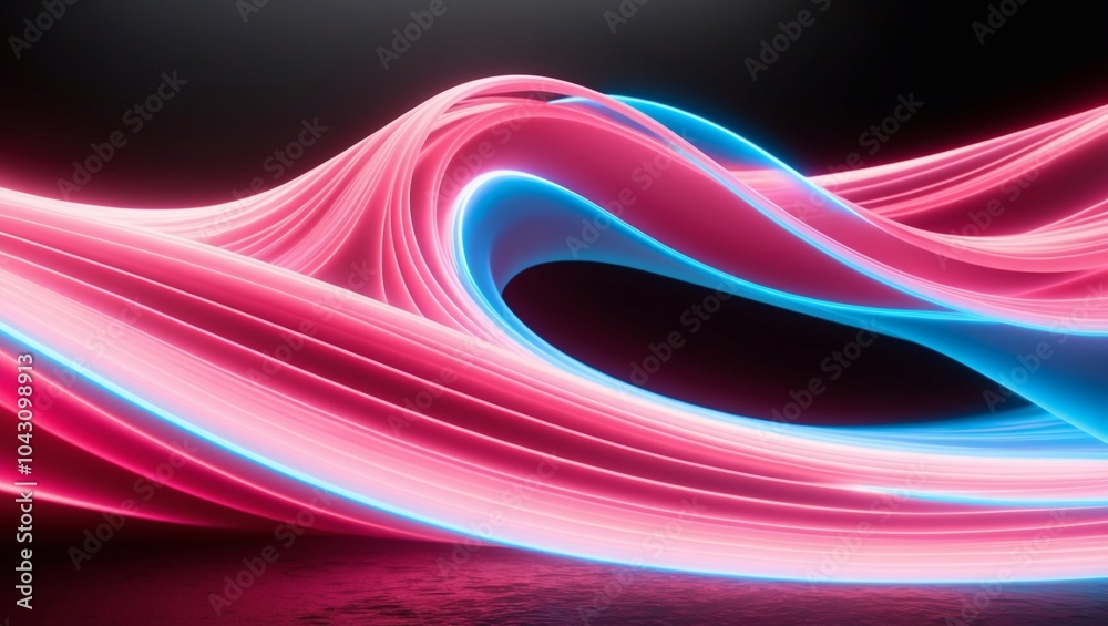 Fototapete abstract & science technology background. network, particle illustration. 3d grid surface generative