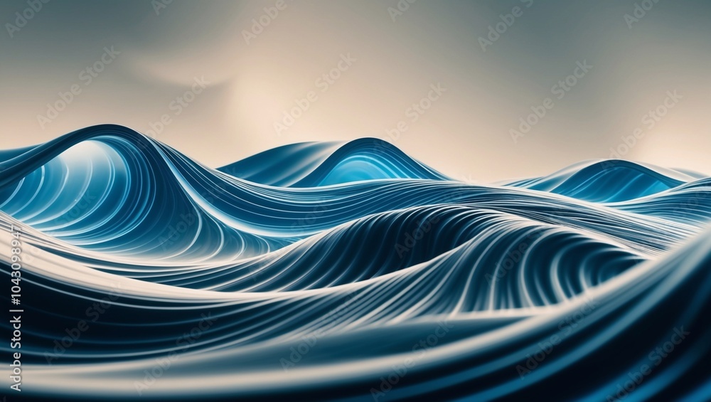 Fototapete abstract & science technology background. network, particle illustration. 3d grid surface generative
