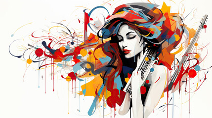 Obraz premium generated illustration A female jazz singer performs on stage.