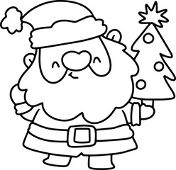 Fototapeta premium Christmas Santa Coloring Vector Illustration Cute Christmas Card Fun